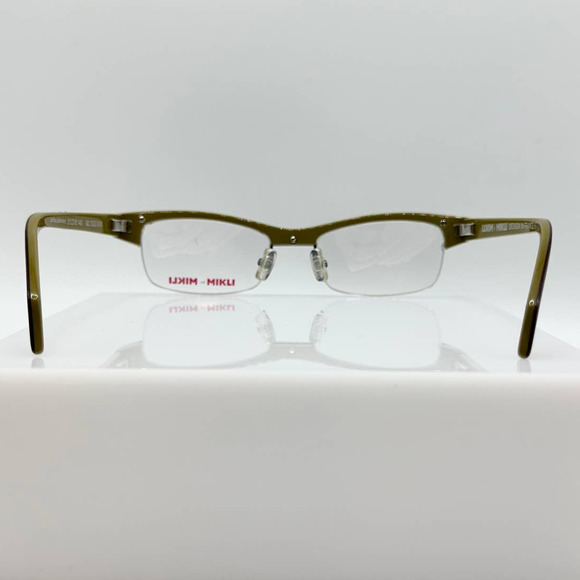 Alain Mikli ML1032 0005 Brown & Mustard Wood Textured Half Rim Frame Eyeglasses - Picture 4 of 7